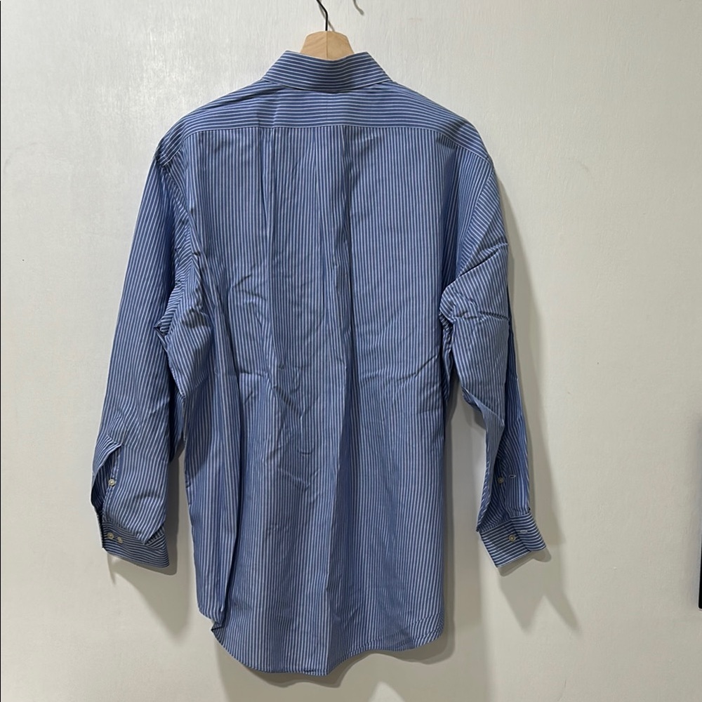 RALPH LAUREN MENS BLUE PINSTRIPE BUTTON DOWN SHIRT YARMOUTH Sz 16 1/2 - Picture 2 of 11